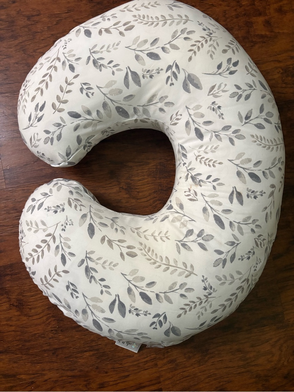 Boppy Nursing Pillow in Cream with Gray Leaf Print